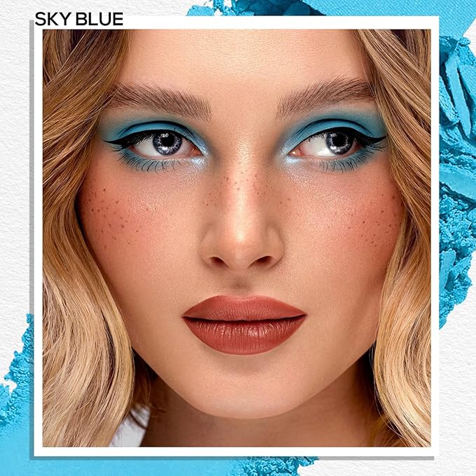 MAKI YIKA Light Blue Matte Single Eye Shadow Palette for Women Pigmented Blue Eyeshadow Powder for Brown Eyes Color Stay Long Lasting Waterproof Eye Makeup Palette, #4