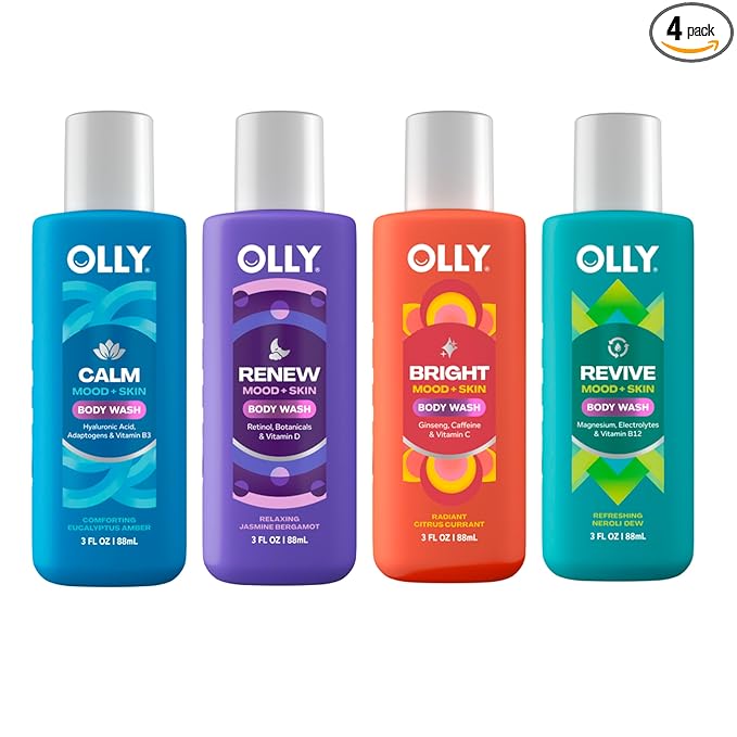 OLLY Body Wash Mixed Pack 4 Count to Restore Skin barrier & Hydrate skin 3 oz