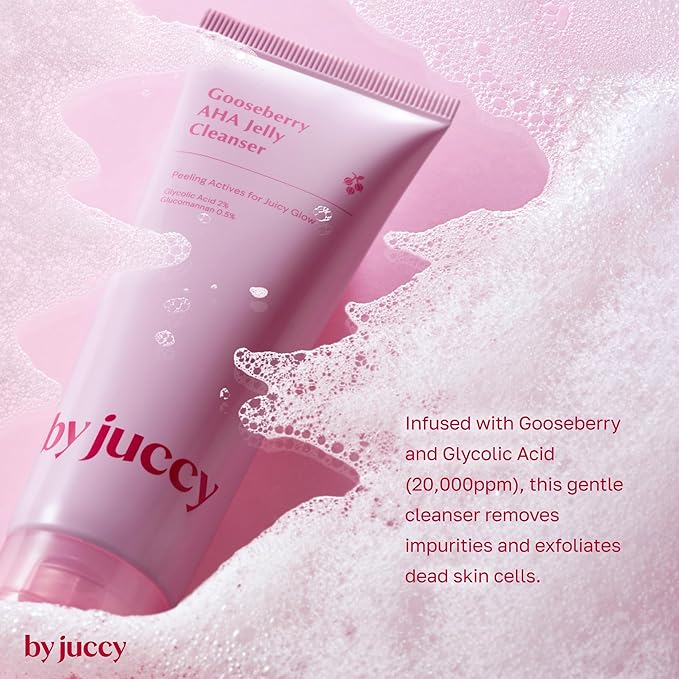Gooseberry AHA Jelly Cleanser | Gentle & Hydrating | Low PH | Glycolic Acid, Indian Gooseberry, Sea Buckthorn | Exfoliates Dead Skin Cells | Korean Skin Care | By Juicy | 4.05 Fl.oz