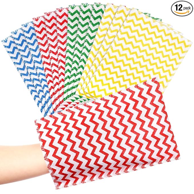 Tatuo 12 Pieces Korean Exfoliating Mitt Glove Italy Towel Body Skin Scrubber Exfoliating Scrubber for Remove Dead Skin Washcloth Korean(Small,Green, Red, Yellow, Blue)