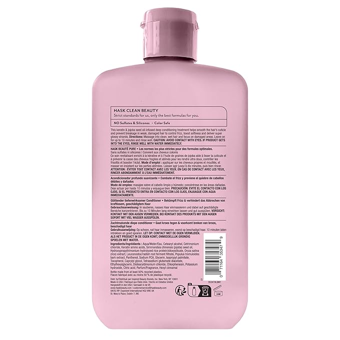 HASK Keratin Smoothing Deep Conditioner Treatment for all hair types, color safe, gluten free, sulfate free, paraben free - 8 Fl Oz