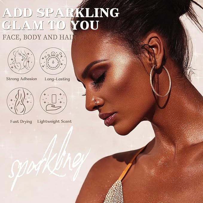 Body Glitter Spray, Body Shimmer Spray Quick Drying Body Glow Shimmer Long-Lasting Shiny Glitter for Women Men for Party, Concert 2.6 Fl Oz. (Light Pink)