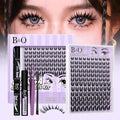 B&Qaugen Bunny Lash Clusters Kit Manga Lashes CC Curl Wispy Natural Invisible Band Eyelash Clusters, Waterproof DIY Lash Extensions at Home, Wet Look for Cosplay & Daily Wear (Lash Kit-Anime 05)