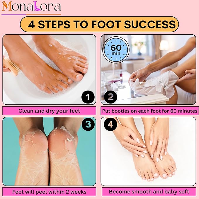 Foot Peel Mask for Dry, Cracked Heels – Exfoliating Callus Remover with Natural Fruit Extracts – Baby Soft Feet in 1 Week – 2 Packs | Strawberry Scent