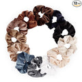 12 Pcs Scrunchies for Women, Velvet Scrunchies for Hair, Soft Hair Ties for Ponytail Holder, Cute Elastic Hair Bands for Girls(Vintage Brown)