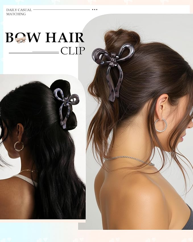4 PCS Bow Hair Clips for Women Bow Claw Clip 5" Extra Large Hair Claw Clips for Thick and Long Hair Cute Bows Big Clip Mother’s Day Gift for Mom