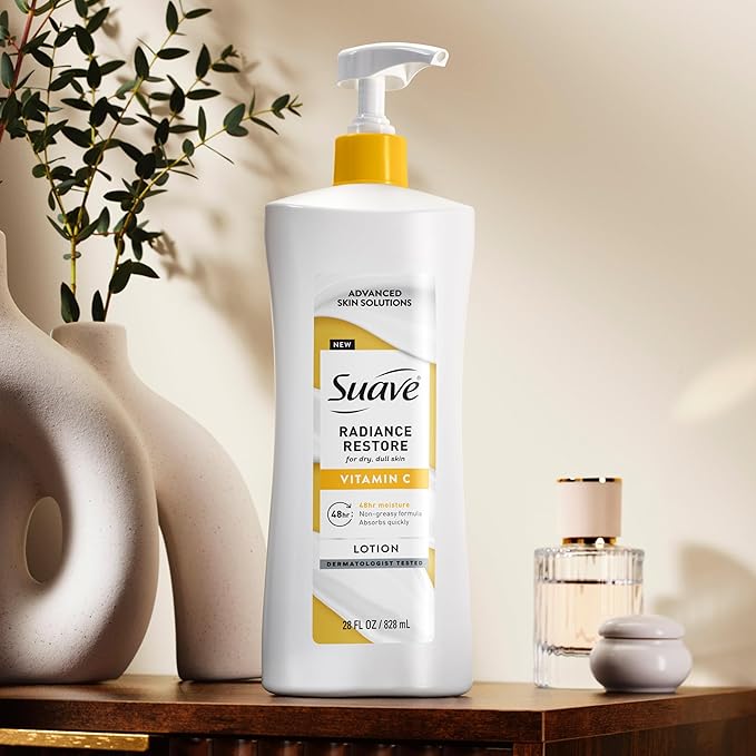 Suave Soothing Hydration Hand & Body Lotion With Aloe Vera Refreshes Dry Skin, Fast Absorbing, Intensive Moisturizing Cream For Women, Non Greasy, Allergen Free, 28 FL OZ, 4 Pack