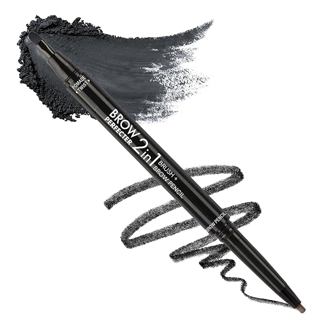 Absolute New York 2-in-1 Brow Perfecter, Dual-Ended Eyebrow Tool, Pencil and Pomade (AEBD02 Dark Brunette)