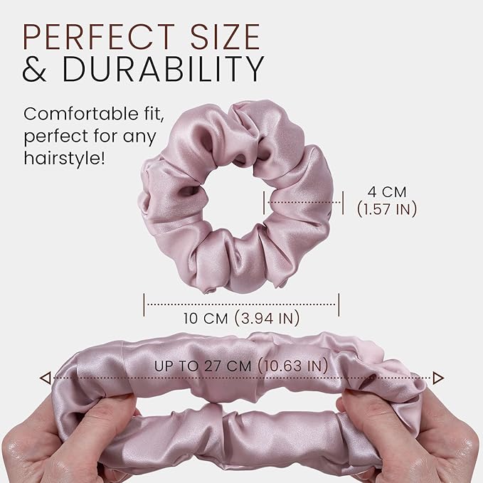 Wycare 100% Silk Scrunchies - Gentle on Hair Mulberry Silk Scrunchies for Women - Luxurious Sleep Ties for Women's Curly Hair (Set of 3 Nude)