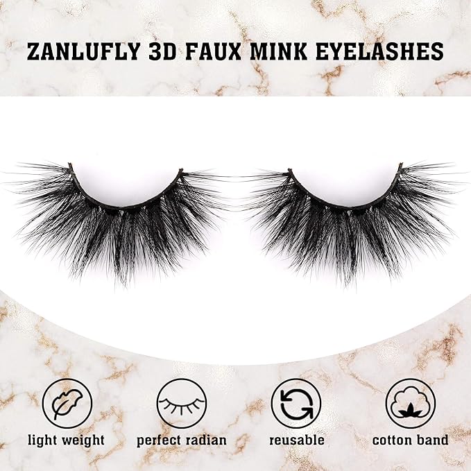 6D Mink Lashes Eyelashes Volume Dramatic Wispy Lashes Mink zanlufly 22MM Long False Eyelashes Luxury Crossed Soft Volume Reusable 10 Pairs Lashes Pack