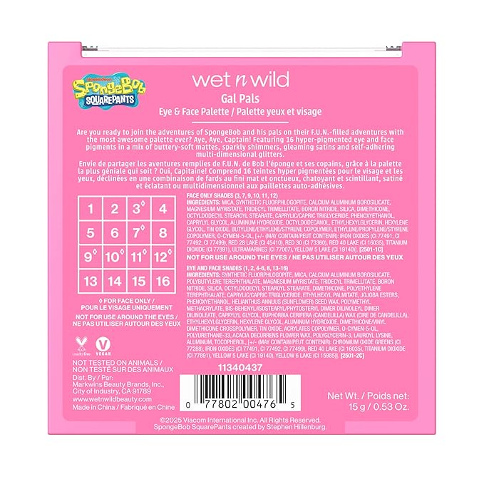 wet n wild Spongebob Eye & Face Palette - Gal Pals