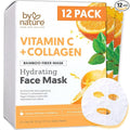 By Nature Vitamin C + Collagen Sheet Face Mask with Vitamin E – Firming, Anti-Aging Facial Treatment for Radiance, Elasticity & Hydration – Skincare for Pre-Event Glow & All Skin Types – Pack of 12