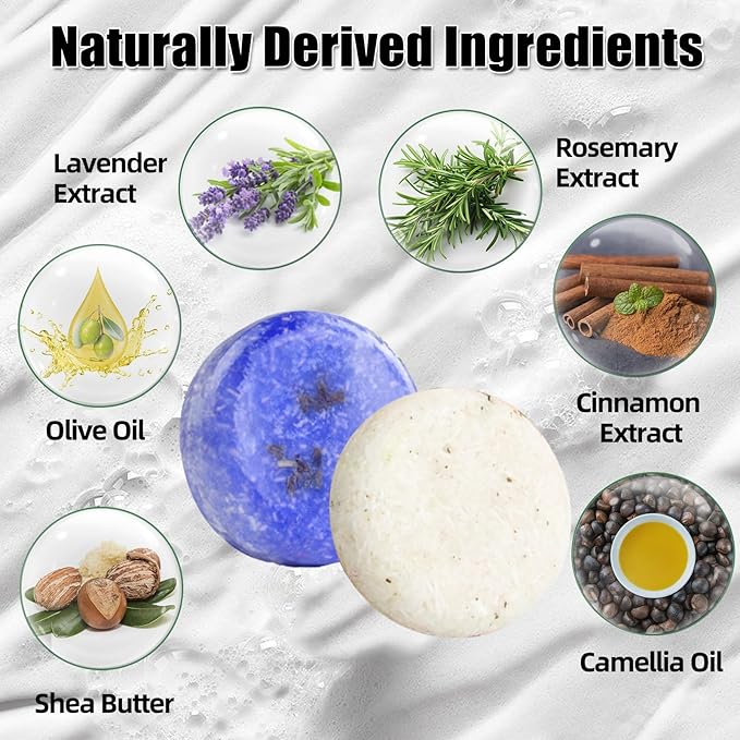 DBEAUTYM 2 Pack Rosemary Lavender Hair Shampoo Bar,Deep Cleansing for Scalp Hair Loss Shampoo Soap,Organic Shampoo Oil Control for Hair Growth,Refreshing and Hydrating Bar,Gifts for Women Men