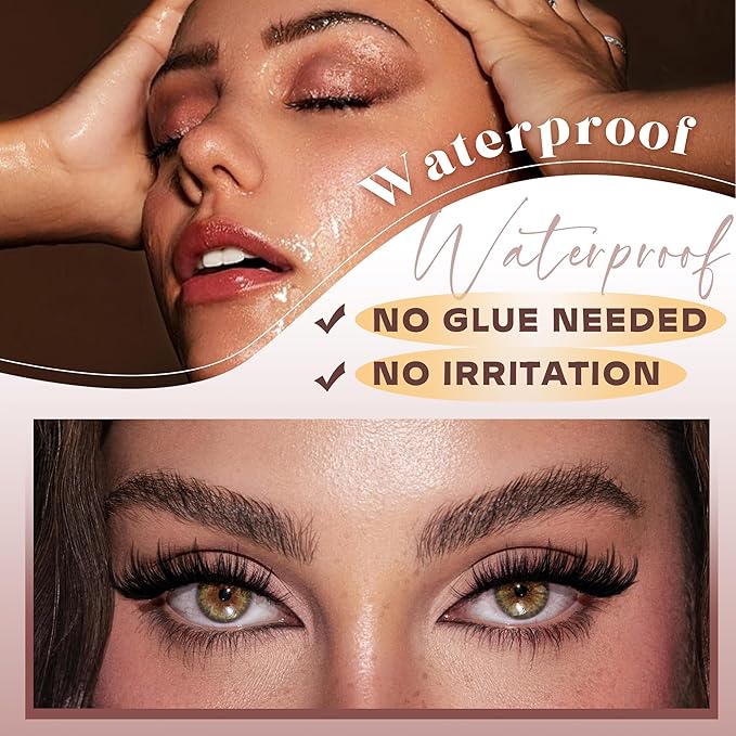Newcally Magnetic Eyelashes with Eyeliner Kit Reusable Wispy Lashes Natural Look Magnetic Lashes Kit C-curly No Glue Needed 5 Pairs False Lashes with Magnetic Eyeliner & Tweezers