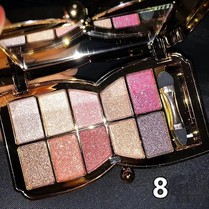 Glitter Eyeshadow Palette, 10 Colors Sparkle Shimmer & Matte Eye Shadow Highly Pigmented Waterproof Long Lasting Makeup Set (Color 8)