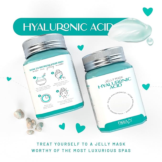 BRÜUN Peel-Off Hyaluronic AC Jelly Mask for Face Care – A 23 fl oz Rubber Mask Jar for 30 to 35 Treatments – A Skin Care Moisturizing Gel Mask of Spa Set for Men, Women and Adults