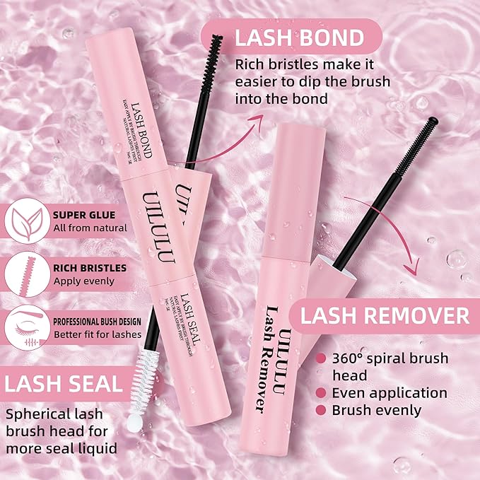 Uilulu Lash Clusters Kit 10-18mm Wispy Lash Clusters D Curl False Eyelash Clusters, DIY Lash Extension Kit with Lash Bond & Seal, Lash Glue Remover, Lash Tweezers