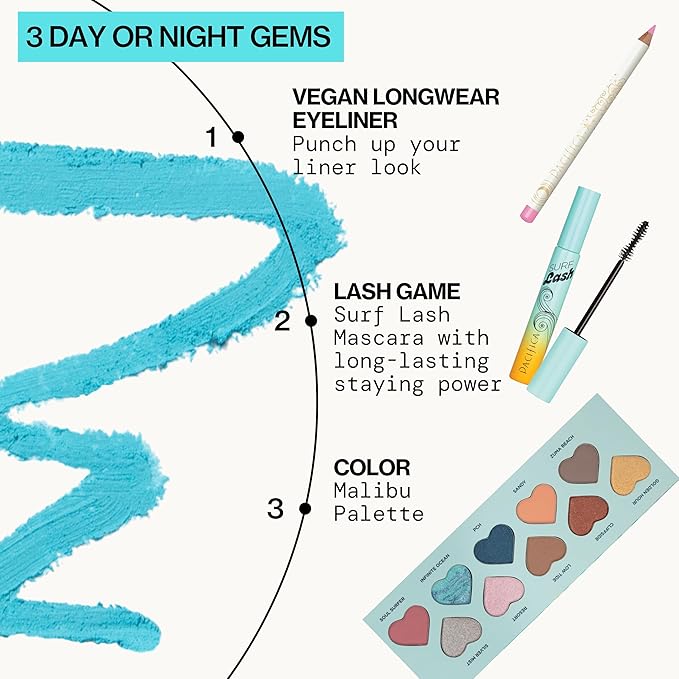 Pacifica Waterproof Eyeliner Pencil – Pastel Ocean Blue Liner Longwear, Smudge-Proof, Eye Liner Eye Makeup Vegan & Cruelty-Free Ophthalmologist Tested