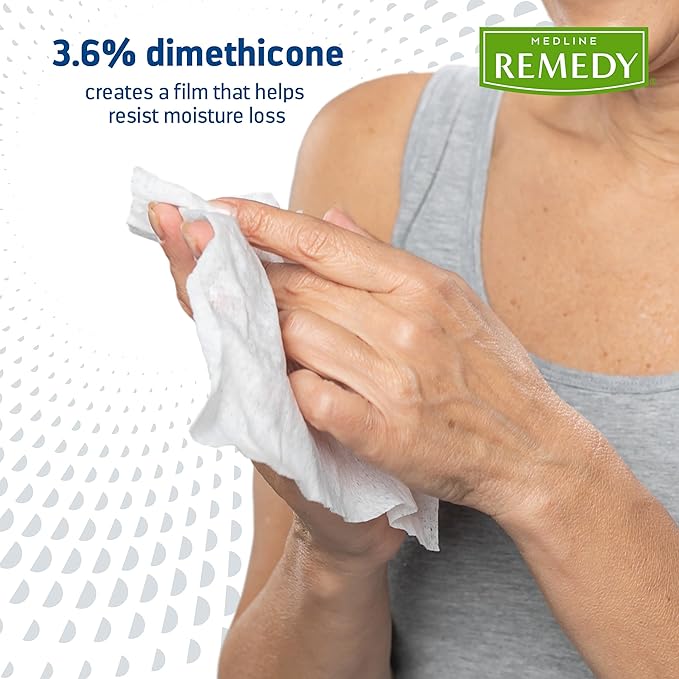 Medline Remedy Clinical 3-in-1 Barrier Cream Cloth, 3 count (45 Packs), 8 x 8 in Adult Wet Wipes, Vanilla Scent, Incontinent Care, Dimethicone, Irritated Skin, Soothing, Nourishing, Gentle