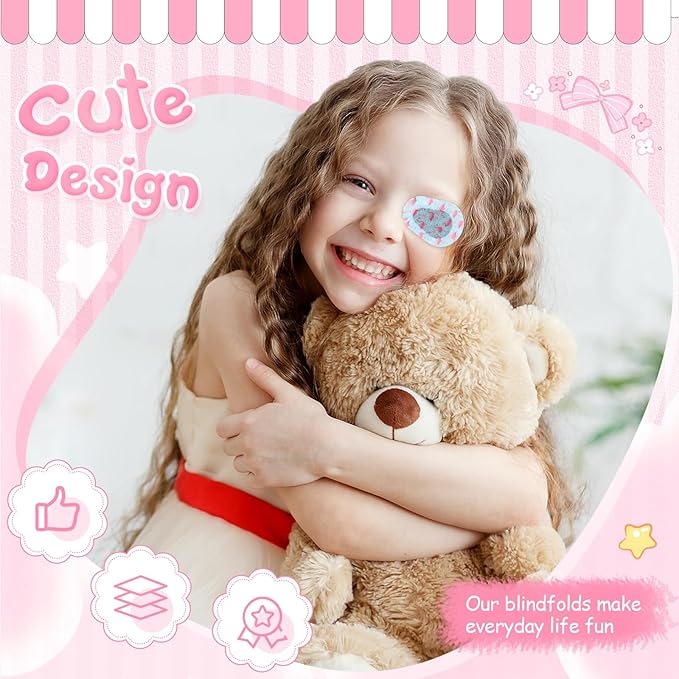 Copkim 40 Pcs Adhesive Eye Patches for Kids Girls Cute Toddler Eye Patch Bulk Colorful Breathable Cartoon Lazy Patch for Children Baby Light Blocking, 20 Styles, 3 x 2 Inches (Patterned)