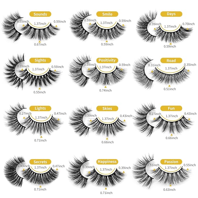 DYSILK Mink Lashes - Fluffy False Eyelashes, 12 Pairs, 12 Styles, Mixed Lash Extension, D Curl, Wispy, Natural Look, Pack