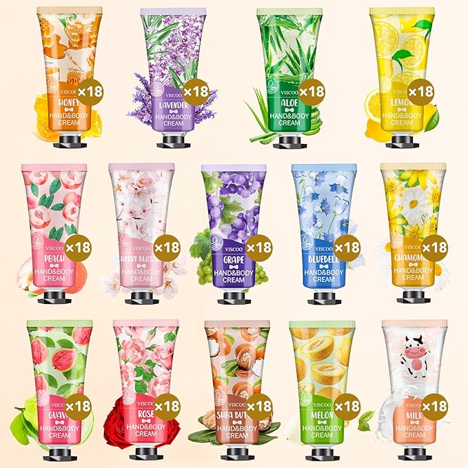 VISCOO 252 Pack Hand Cream Gifts Set for Women, Teacher Appreciation Gift / Graduation Gifts, Moisturizing Mini Hand Lotion Travel Size for Dry Cracked Hands, Birthday Gift