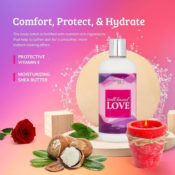 Home Spa Gift 10oz Deep Moisturizing Fragrance Body Lotion & 8 oz. Fine Fragrance Body Mist Set Luxury Self-Care Combo for Women and Girls (Spell Bound Love) – Mother's Day Gift for Mom