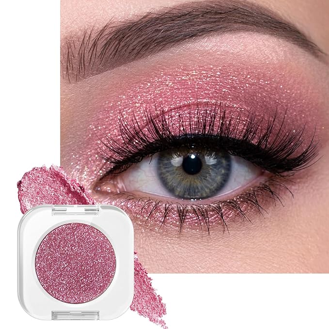 Erinde Purple Glitter Shimmer Single Eyeshadow, Metallic Glow Glitter Cream Eye Shadow, Monochrome Eyeshadow Palette Makeup, Waterproof Sombras para Ojos, Vegan & Cruelty-Free, 08