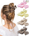 4 PCS Bow Hair Clips Bow Claw Clip for Women, Large Hair Claw Clips for Thin Thick Long Hair Cute Nonslip Bows (Dark Brown+Light Brown+Off-White+Light Pink)