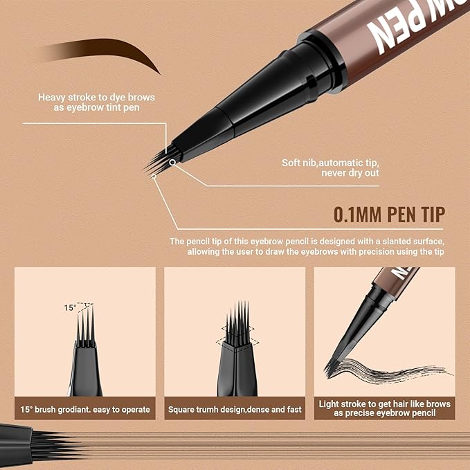 iMethod Eyebrow Pen - Eyebrow Pencil,2-in-1 Eyeliner Dual-Ended Brush-Tip Microblading 4d Eyebrow Pencils for women,Long Lasting Waterproof Hair-Like Brow Pencil,with Eyebrow Brush,Black