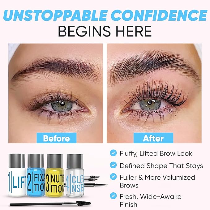 Elevate the Beauty At Home Brow Lamination Kit | Eyebrow Lamination Kit for DIY Use | Long-Lasting Brow Lift Results for Fuller, Defined Brows | Easy 4-Step System with Tools & Video Guide Included