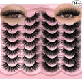 loladook Mink Lashes Pack 3D Cat Eye Strip Lashes Wispy D Curl Faux Mink Eyelashes Natural 18mm Long Dramatic Fluffy Eyelashes Pack 2 Styles