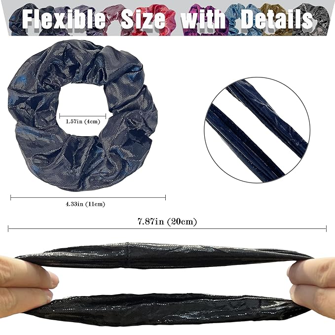 12 Pcs Scrunchies for Women, Satin Hair Scrunchie Bulk, Shiny Metallic Elastic Hair Bands, Glitter Ropes Hair Accessories for Gym Dance Party Club(Sparkly Metallic)