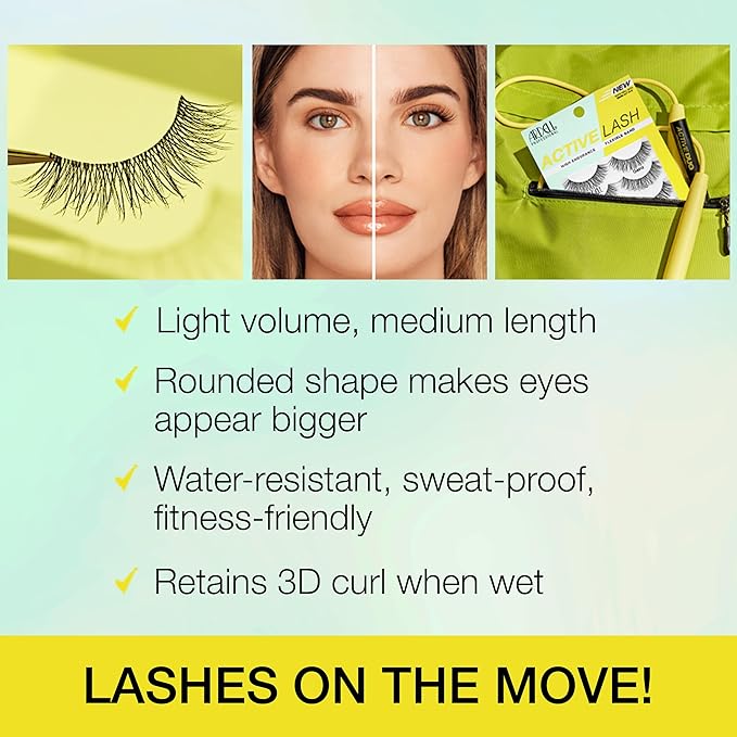 Ardell Active Gainz Lashes - Sweat-Proof & Long-Lasting Wispy, Comfortable Wear False Eyelashes, 4 Pairs