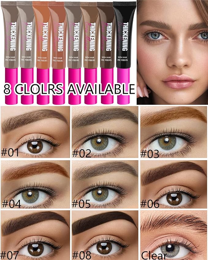 Waterproof Tinted Brow Gel Kit-AuburnThickening Eyebrow Mascara Gel & Clear Setting Brow Glue,Brow Lift Fast Shapping,Long Lasting Eye Makeup for Women,Light Medium Dark Brown With Brow Tool-Set 03