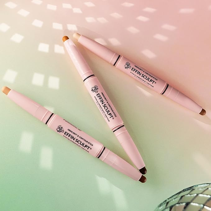KimChiChic Beauty Effn Sculpt Dual-Ended Highlight & Contour Stick, Creamy & Blendable Formula with Mango Seed Butter, Vitamin E & Sweet Almond Oil, Cruelty-Free, Dark