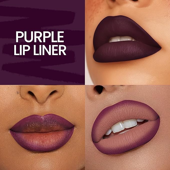 Purple Lip Liner – Creamy, High-Pigment Matte Color, Retractable - Long-Lasting & Non-Drying Makeup Lip Liner with Smooth Application for Defined Lips - No Feathering or Fading (Warrior)