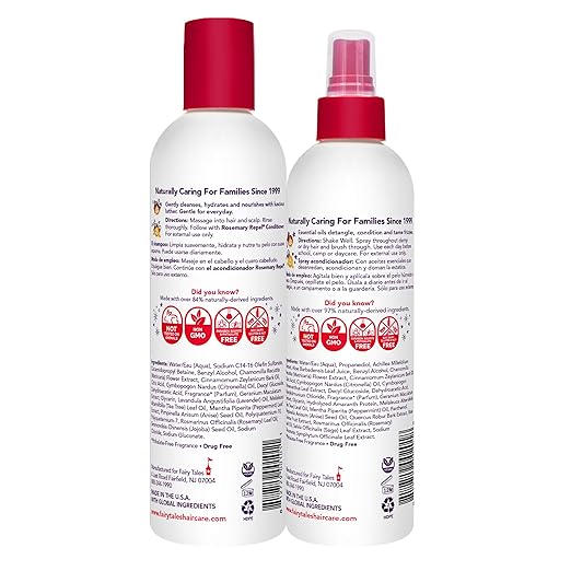 Fairy Tales Rosemary Repel Daily Kids Shampoo, 12 fl oz. & Conditioning Spray, 8 fl oz. Duo– Kids Like the Smell, Lice Do Not