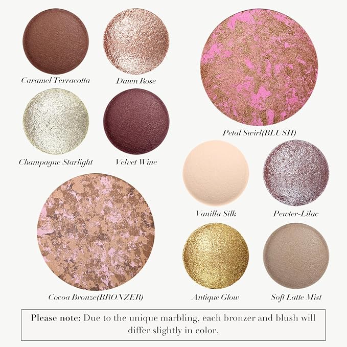 UCANBE All in One Baked Makeup Palette – Eyeshadow, Blush & Bronzer Face Kit, Full Face Makeup Gift Set for Women, Neutral Pigmented Colors
