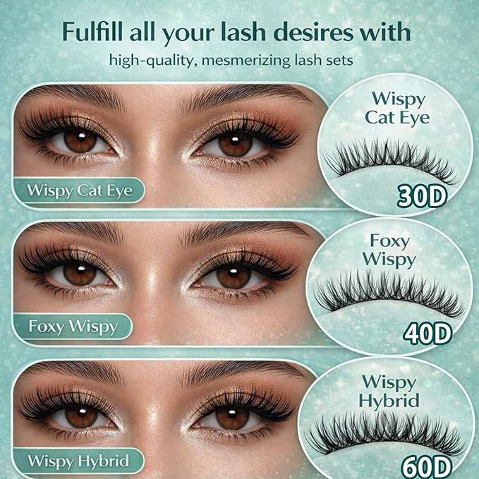 Wispy Lash Clusters Kit 640pcs Eyelash Cluster Extensions Curl Individual False Eyelashes Natural Fluffy Mink Lash Extension Kit (Lash Clusters-40D+50D+60D+80D KIT, Lash Clusters)