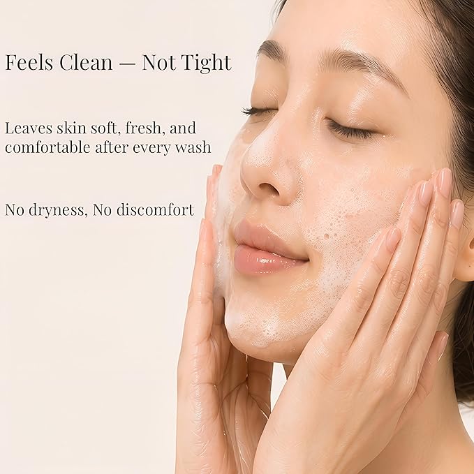 Gentle Cleanser for Sensitive Skin – Low pH Hydrating Korean Face Wash, Non-Stripping Deep Clean Pore Care, Morebella Time Anti-Layering Cleansing Gel
