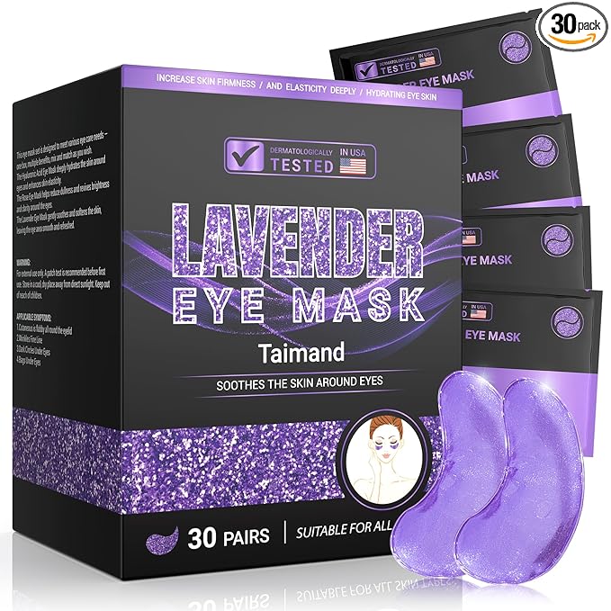 Under Eye Patches (30 Pairs), Under Eye Mask for Puffy Eyes and Dark Circles, Eye Masks with Collagen, Relieves Pressure and Reduces Wrinkles, Revitalises and Refreshes Your Skin, Lavender