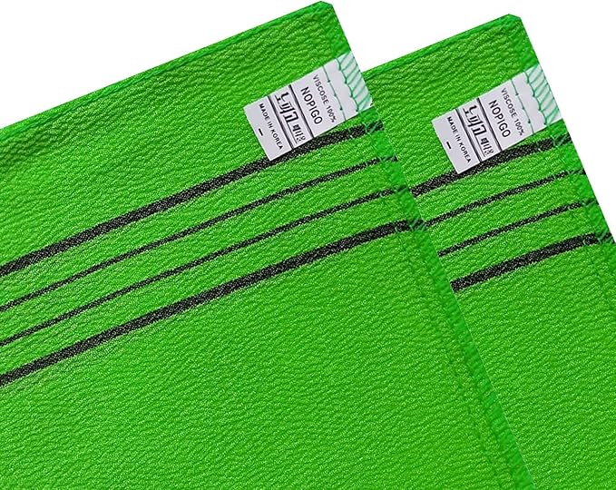 Korean Asian Exfoliating Bath Washcloth Mitt for Remove Dead Skin.Exfoliating Body Scrubber.Exfoliating Gloves for Body Scrub (Green 4)