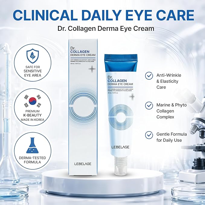 LEBELAGE Derma Eye Cream 1.35 fl oz | Lightweight Eye Moisturizer | Fast-Absorbing Daily Under Eye Cream for Smooth, Hydrated Skin Feel | Korean Skincare Routine (Collagen)
