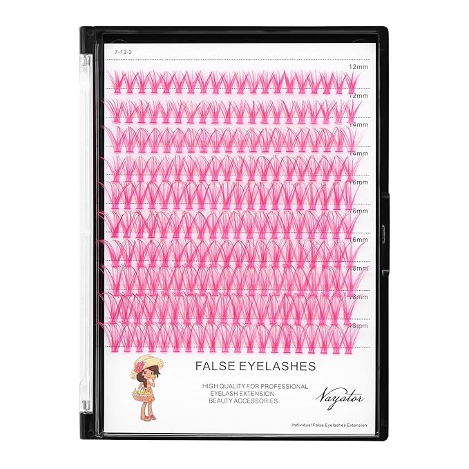 →VAYATOR False Eyelashes 3Styles D Curl 10-18mm 200Pcs To Choose Lashes Extensions Cluster Individual Lash Extensions Reusable False Eyelashes Easy Grafting （Pink-D Curl-12-18mm mixed）