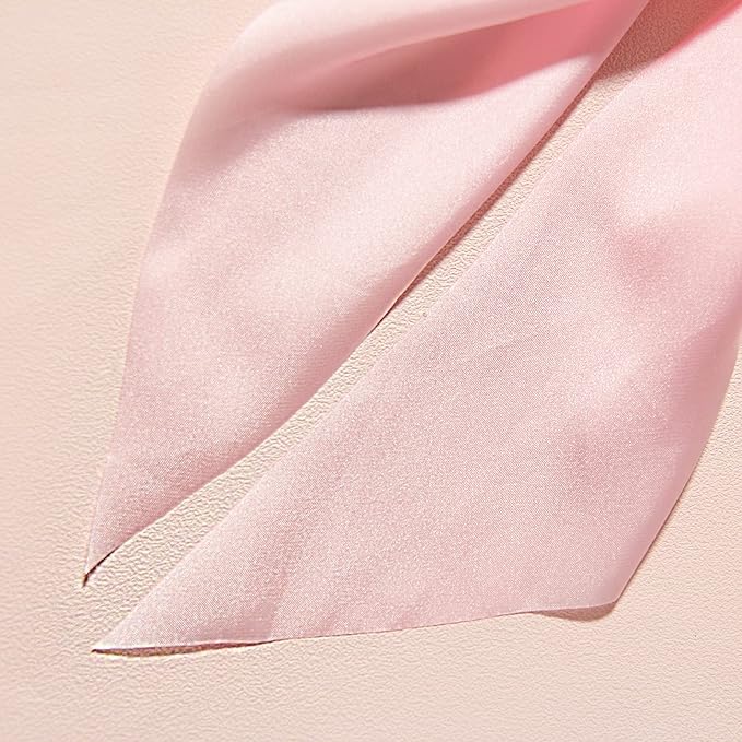 Pack of 2 Knotted Bow Hair Scrunchies Elastic Hair Scarf Black Hair Ties Bands Satin Hair Ribbon Scrunchy Red Ponytail Holder for Women and Girls (Light pink)