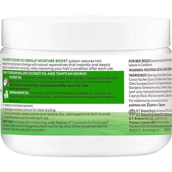 Palmer's Coconut Oil Formula Moisture Boost Deep Hair Conditioner, 12 Fl Oz | Palmer's