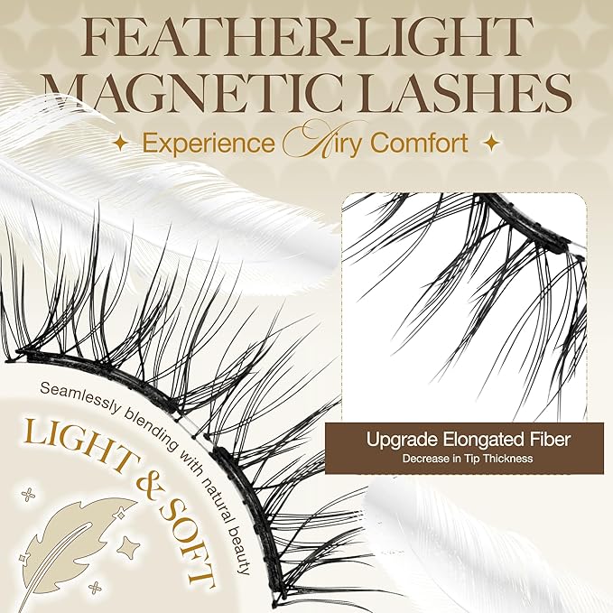 LASHVIEW Magnetic Eyelashes Natural Look, Reusable Manga Magnetic Lashes Kit with Applicator, No Glue Needed Magnetic Eyelashes Kit, Easy to Wear and Remove for All-Day Comfort CT27