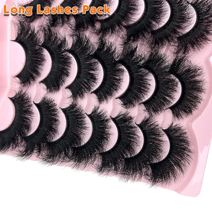 loladook Mink Lashes Fluffy 20mm Big Faux Mink Strip Lashes Cat Eye Long False Eyelashes Dramatic Soft 25mm 3D Volume Eyelashes Pack 14 Pairs