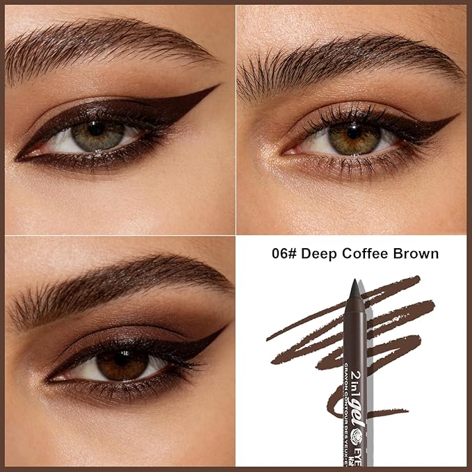 Deep Brown Coffee Eyeliner Pencil,Smudge-proof Waterproof Long Lasting Eye Liner, High-Pigmented Smooth Creamy Formula for Mature Women, Eyes Makeup Pen Includes Sharpener-#6Deep Brown Coffee